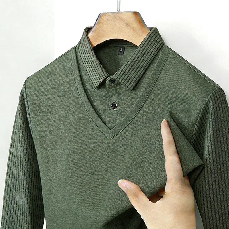 Men's Fake Two Piece Shirt Col - Mens Fashion Clothes review and price