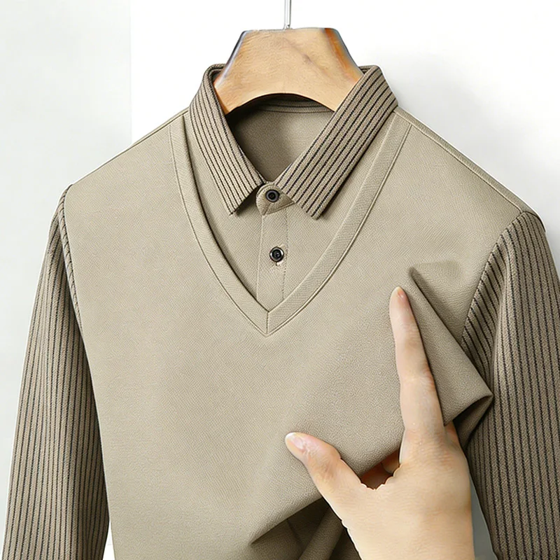 Men's Fake Two Piece Shirt Col - Mens Fashion Clothes review and price