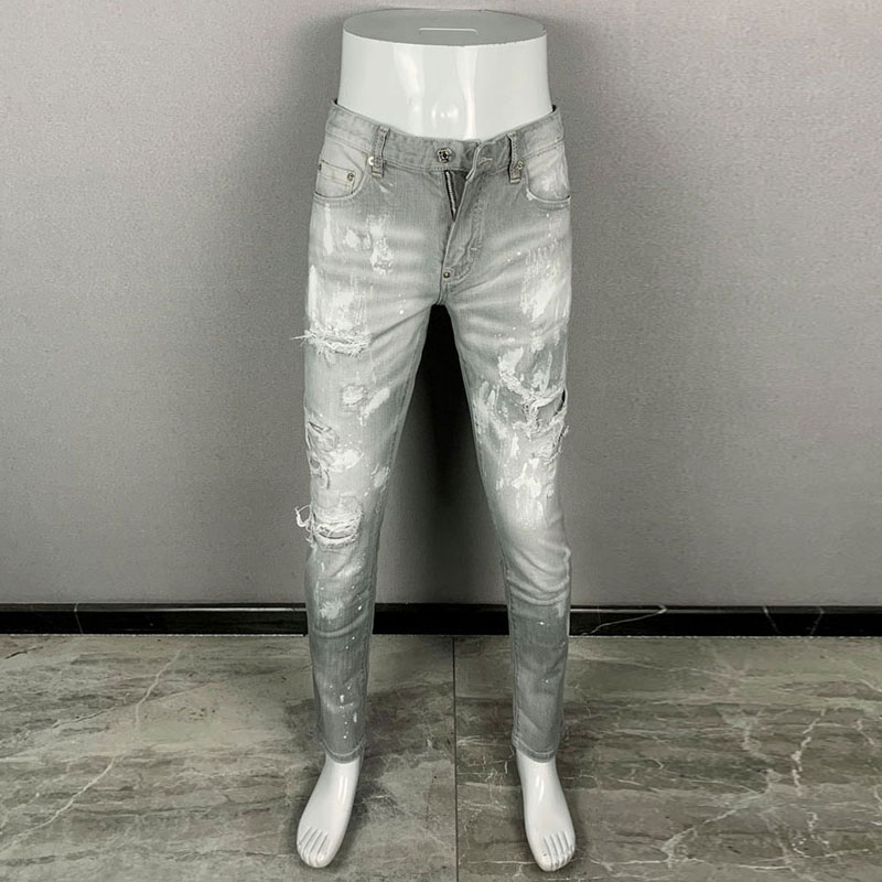 Fashionable new men's jeans, t - Men'S Fashion Grey Jeans review and price