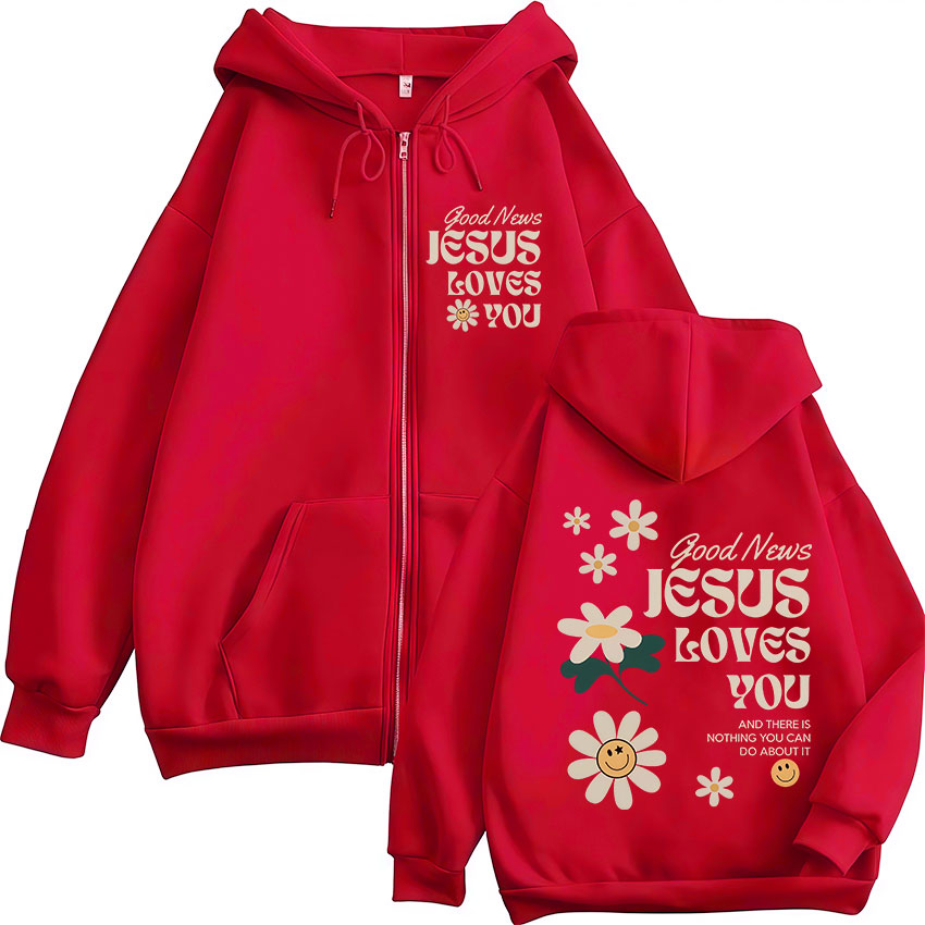 Good News Jesus Loves You Chri - Mens Fashion Zip Up Hoodies review and price