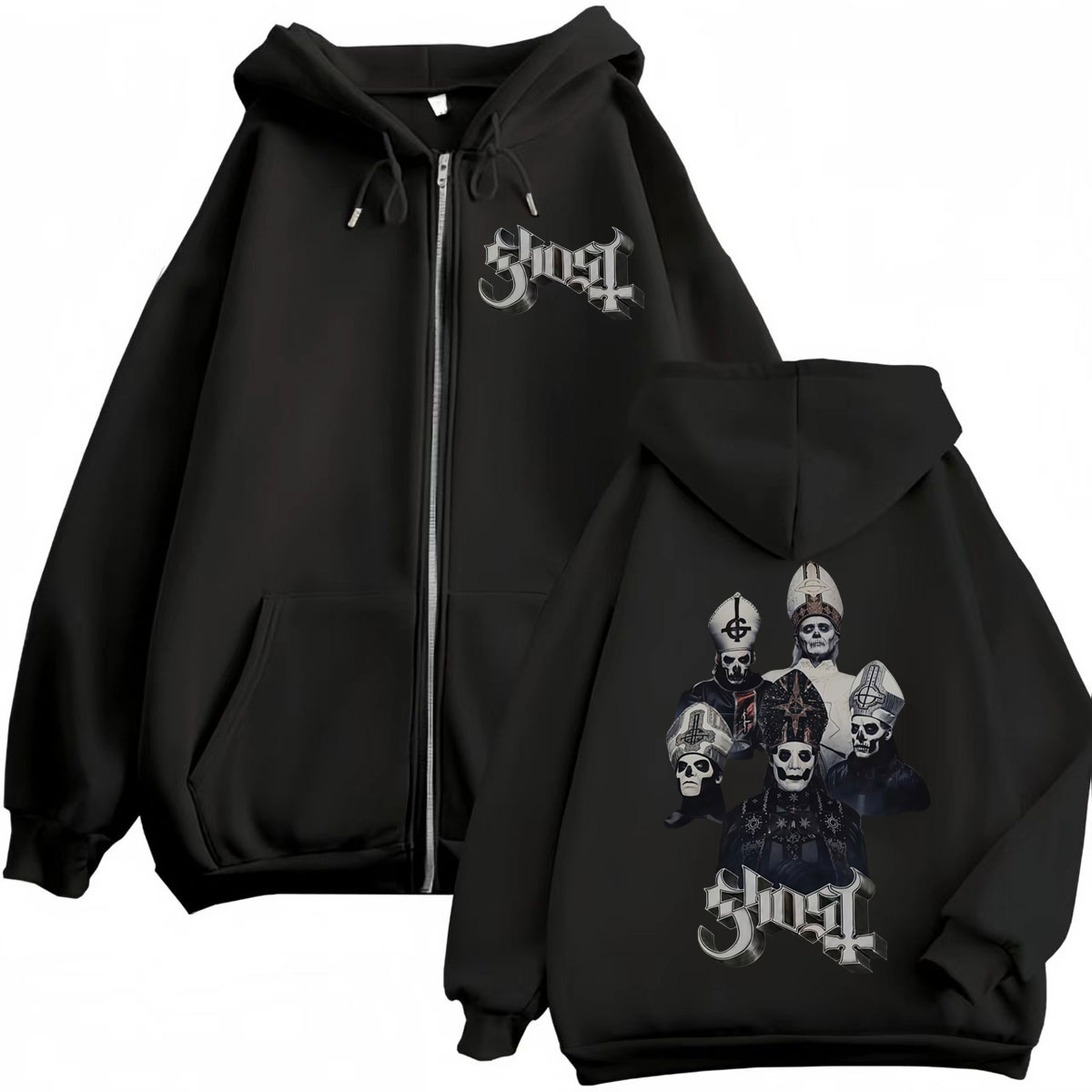 Hot Sale Ghost Band Zipper Hoo - Mens Fashion Zip Up Hoodies review and price