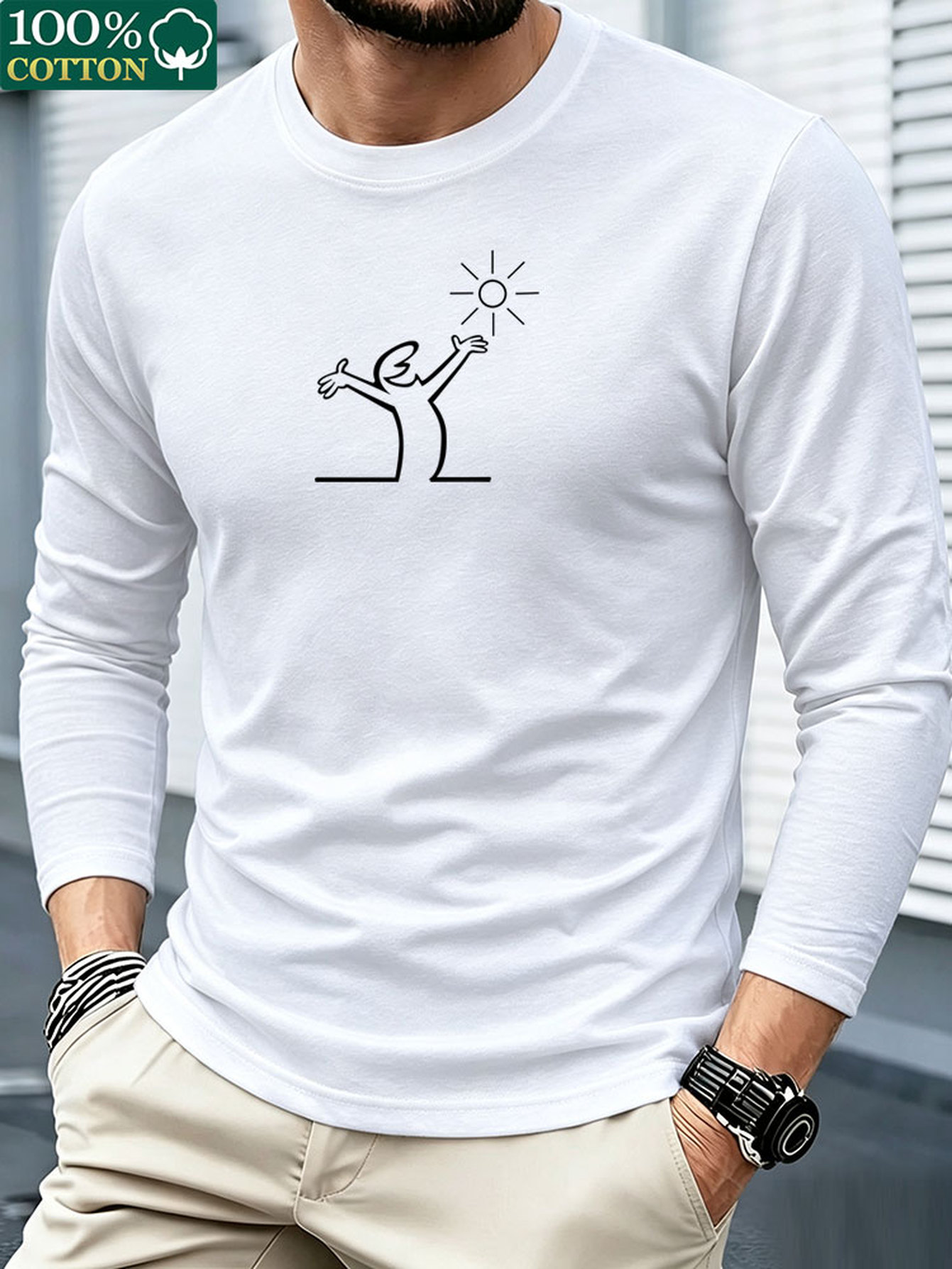 Men 100% Cotton Long Sleeve T  - Mens Fashion Summer review and price