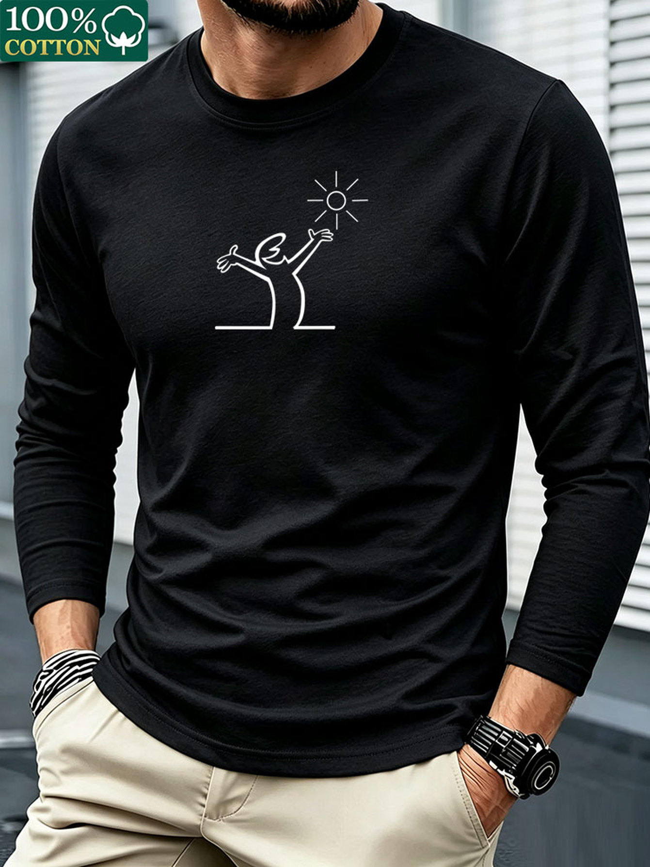 Men 100% Cotton Long Sleeve T  - Mens Fashion Summer review and price